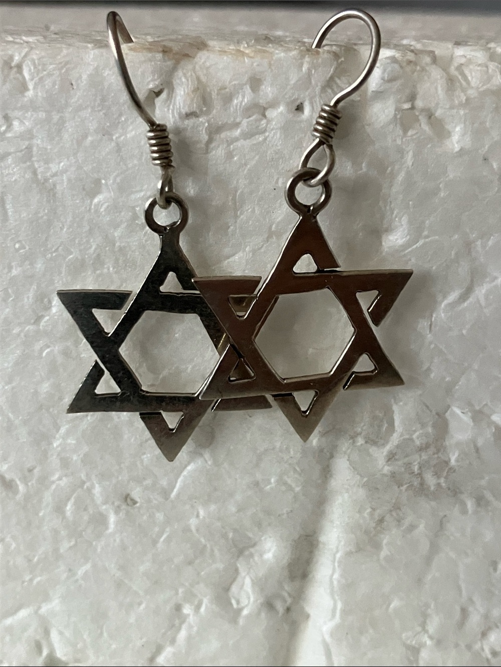 Sterling Silver Star of David Drop Earrings